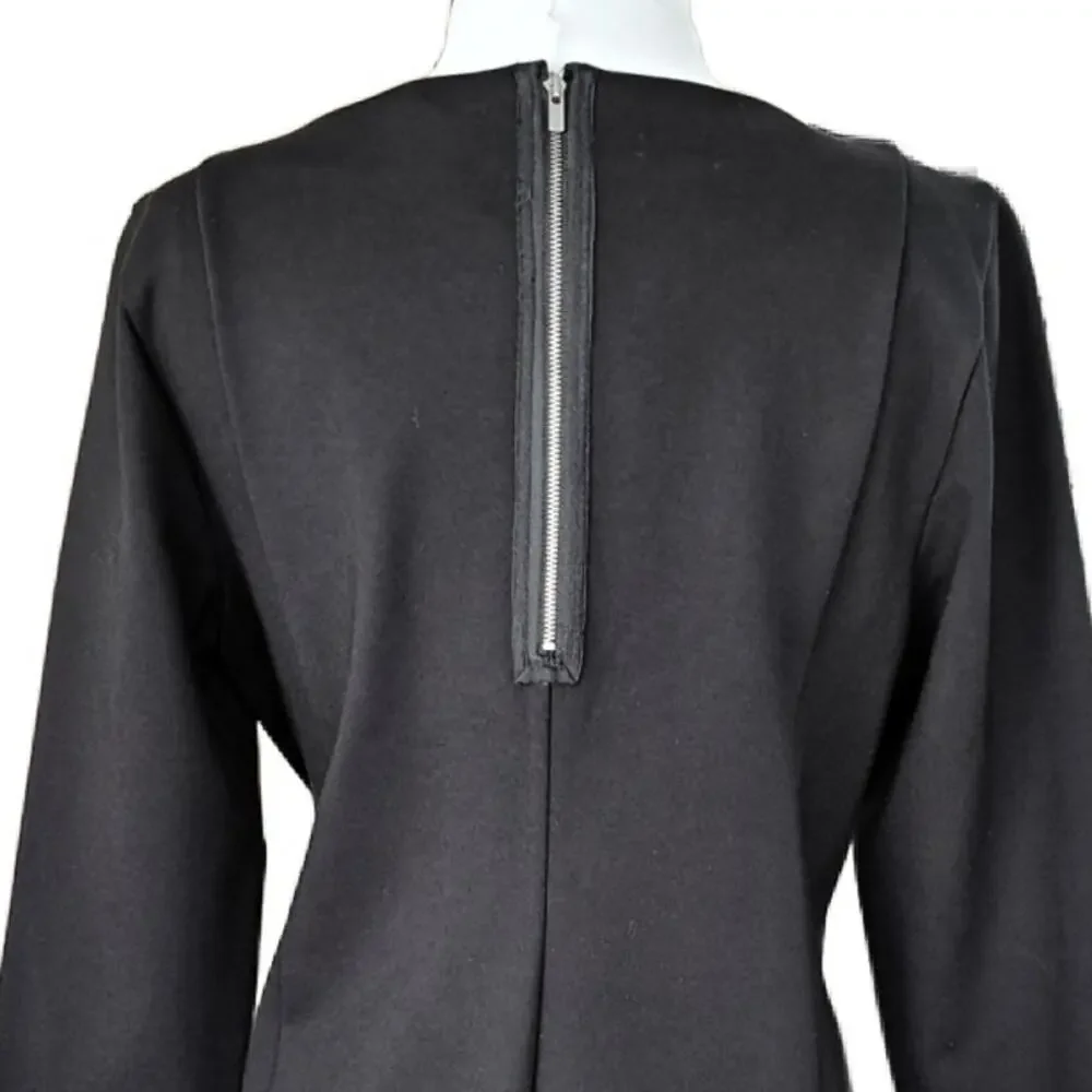 NEW J CREW Black Ponte Long Sleeve Mini Shift Dress Size Large